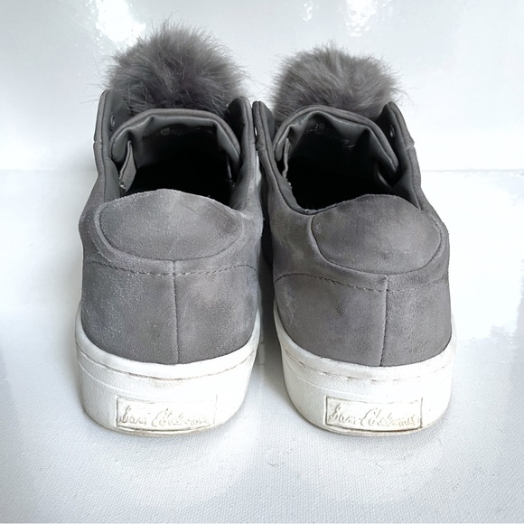 Sam Edelman Slip-on Faux Fur Pompom Gray Suede Sneakers, Women 8.5 - Picture 2 of 5